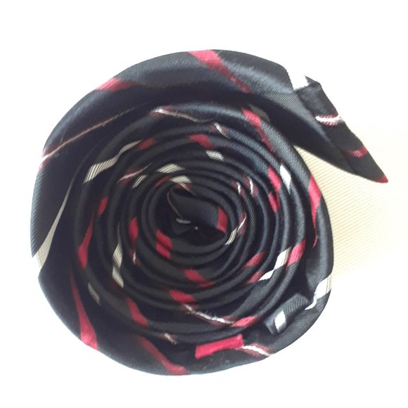 Alfani. Slim Striped Silk Tie. Black - Picture 8 of 9